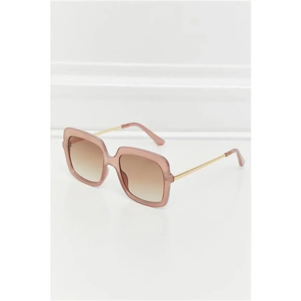 Square Metal-Plastic Hybrid Temple Sunglasses
